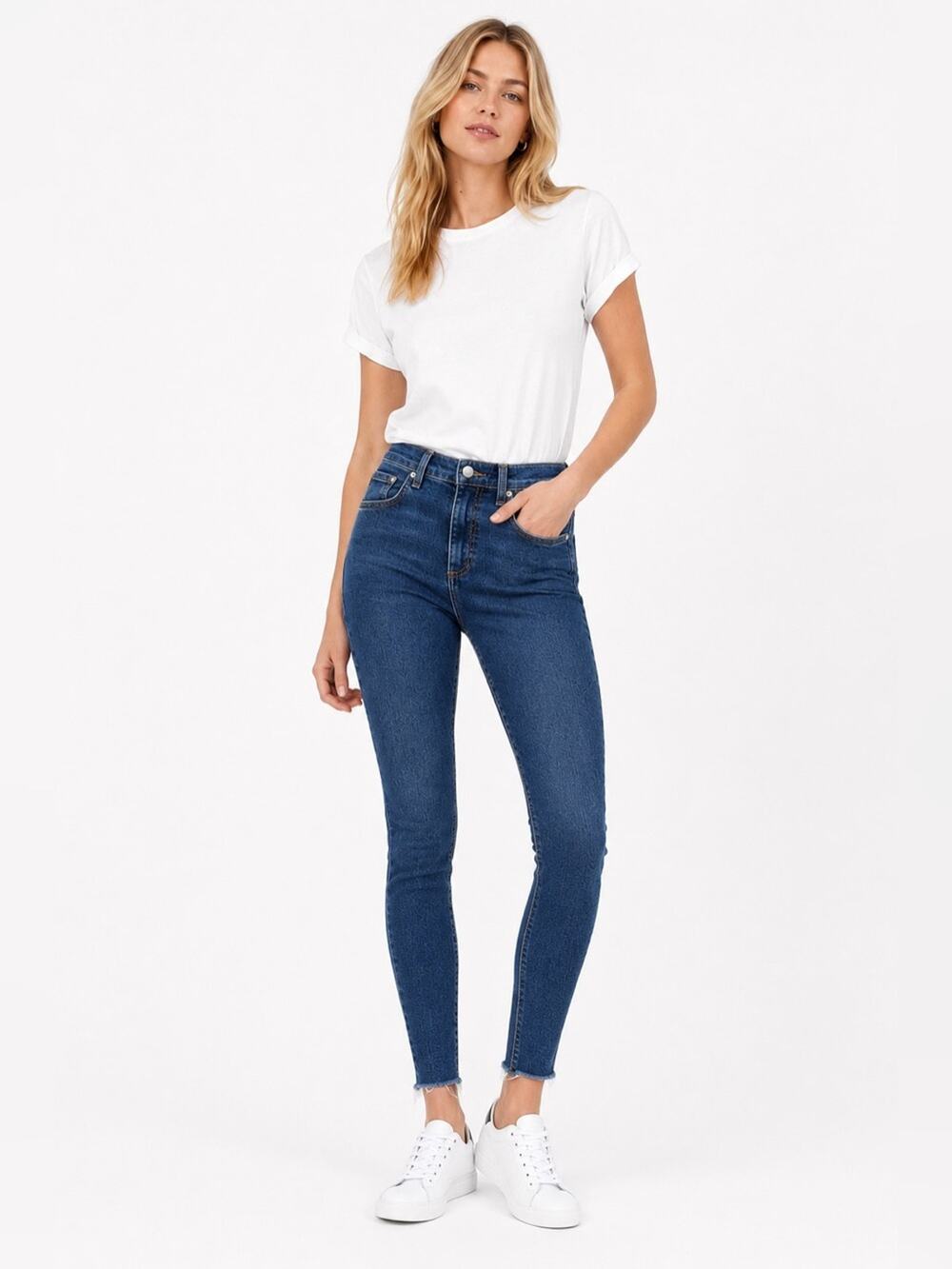 Rag & Bone Ankle Skinny Jeans Clean Commodore Raw Hem Size 26